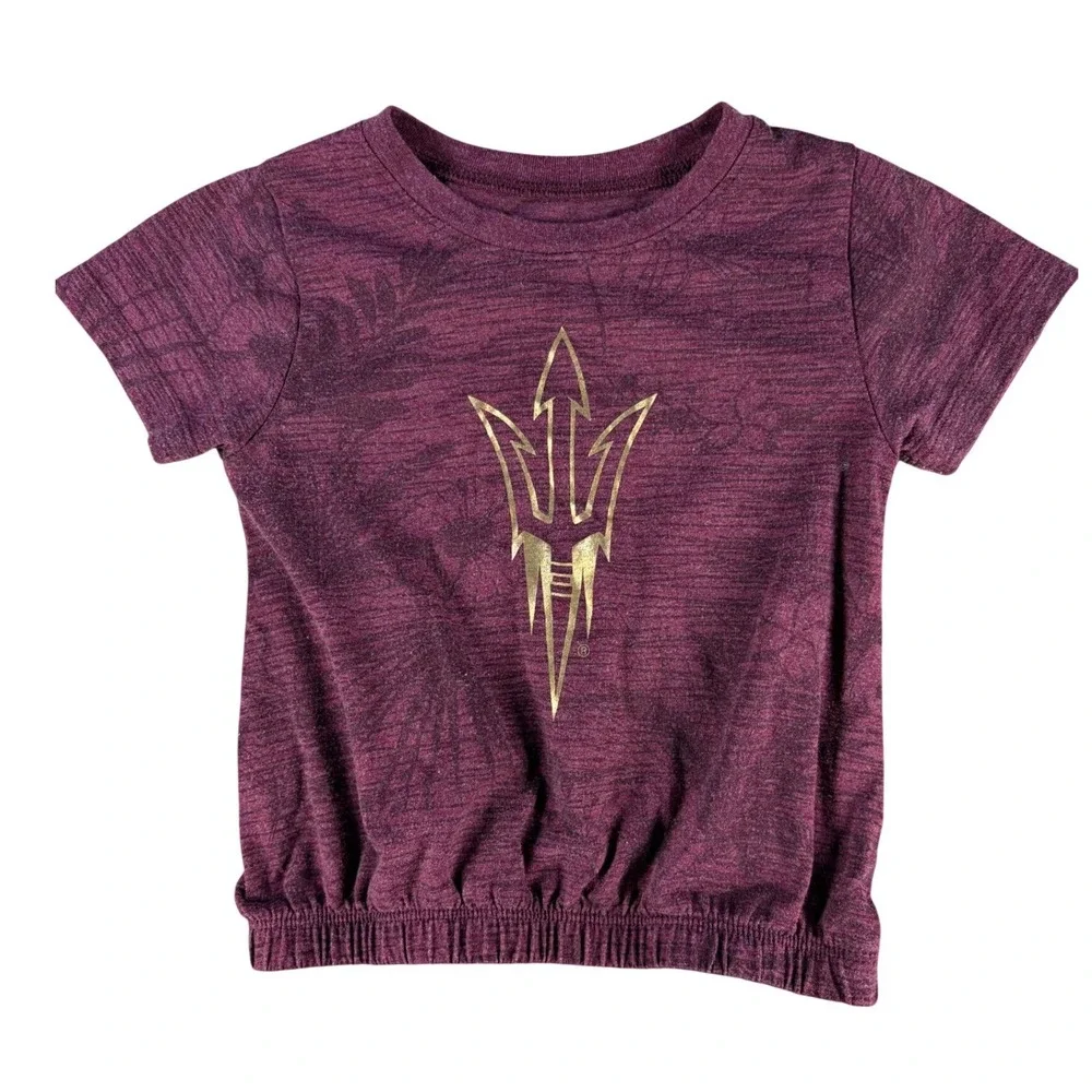 Colosseum ASU Sun Devils T-Shirt Gold Pitchfork Maroon 3T Cotton Blend Toddler